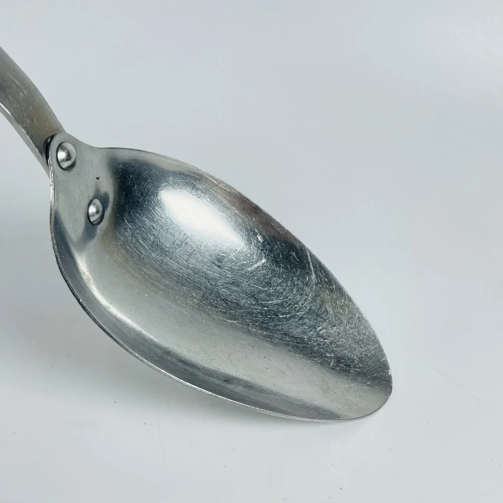 Vintage Flint Stainless Steel Serving Spoon Ladle USA Black Handle 12